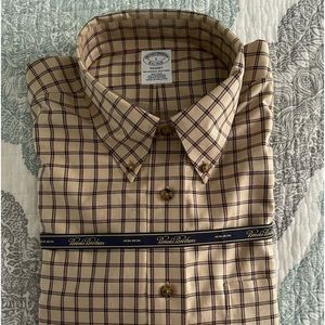 Brooks Brothers Regent Khaki Plaid Long Sleeve Button Down- Size L